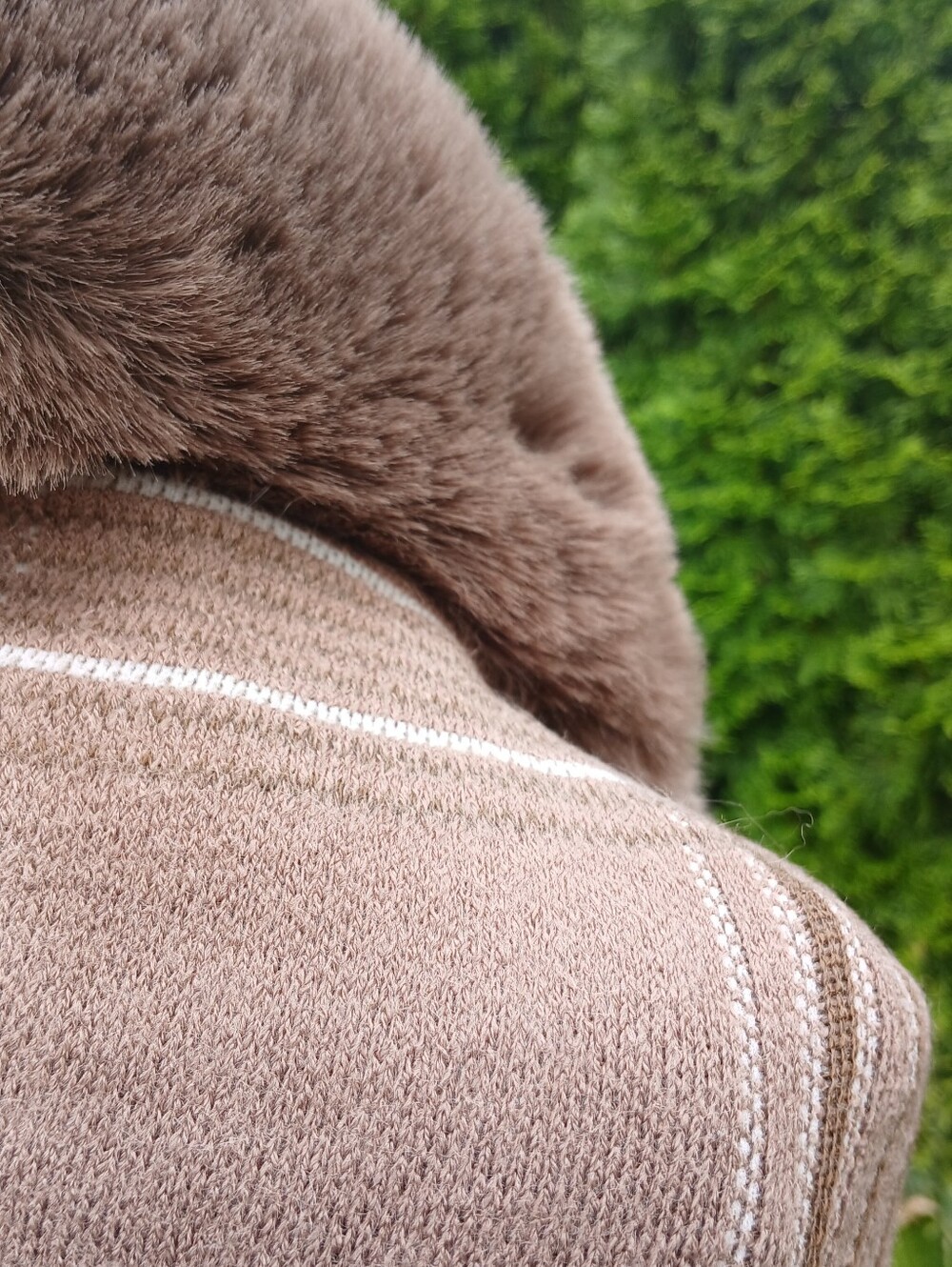 Magnificent Mocha Plaid Wrap Jacket With Faux Fur Accents - Picture 16 of 16